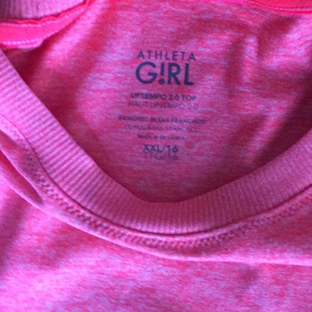Pink girls athleta long sleeve hot pink performance athletic shirt